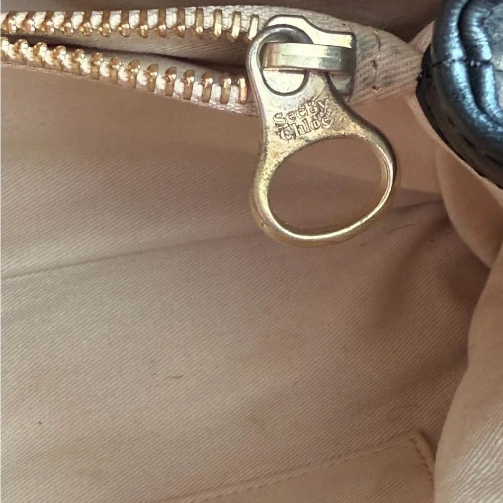 See By Chloe Leather Shoulder Bag in Cream and Black